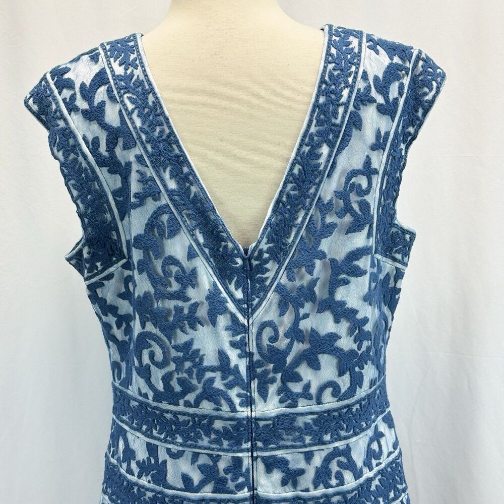Tadashi Shoji Embroidery Lace Overlay Dress 16 Sheer Elegant Romantic Luxury - Picture 9 of 15